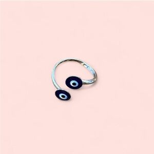 Silver Evil Eye Adjustable Ring